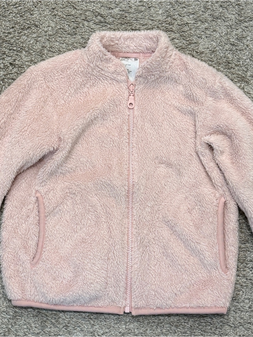 Uniqlo Light Pink Plush Full-Zip Kids Jacket